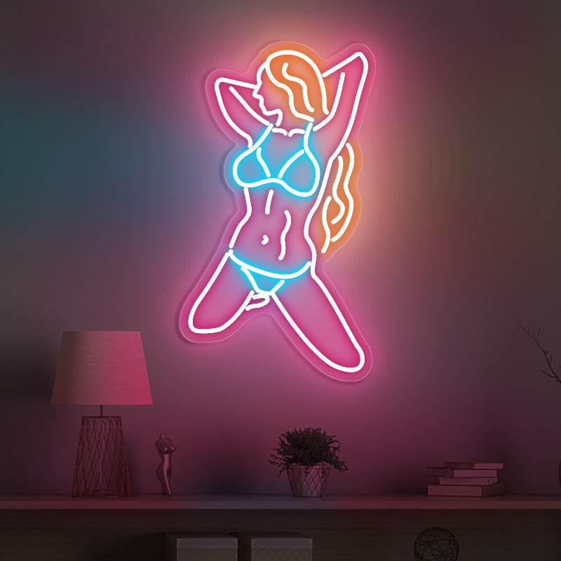 Female Body Neon Sign Room Aesthetic