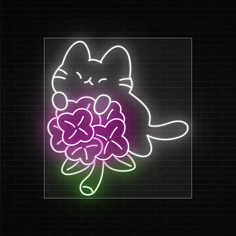 Flower Cat Wall Art Neon Sign × Miaocherii