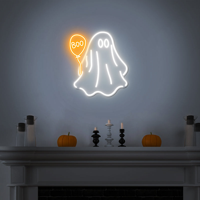 Ghost With Balloon Neon Sign For Kids