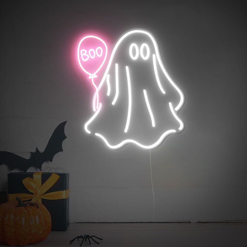 Ghost With Balloon Neon Sign For Kids