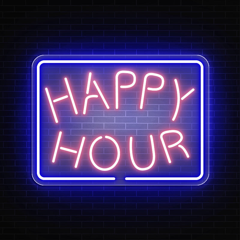 Happy Hour Neon Sign Wall Art