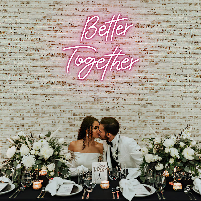 Panneau néon Better Together pour mariage