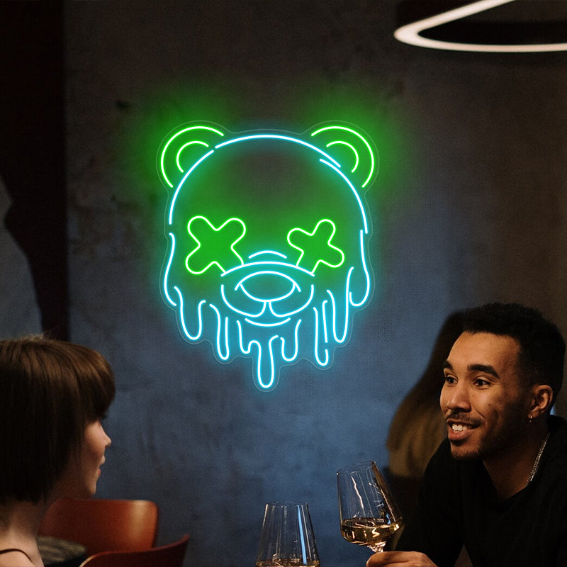 Enseigne au néon Ice Head Bear pour la décoration intérieure