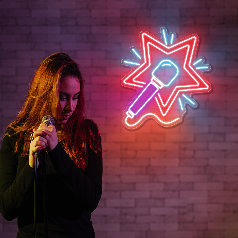 Karaoke Microphone Neon Sign For Bar