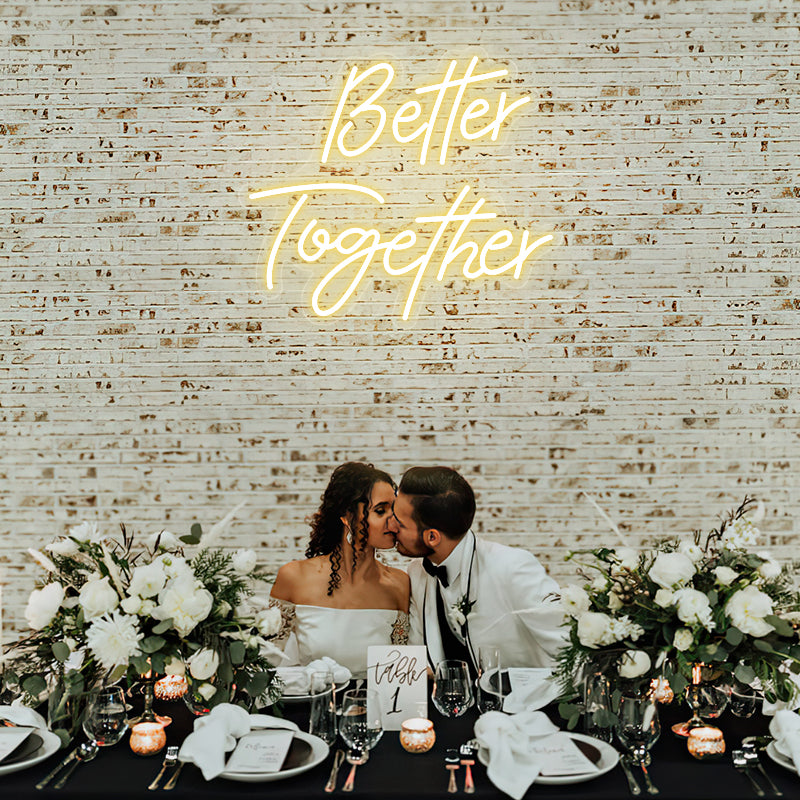 Panneau néon Better Together pour mariage