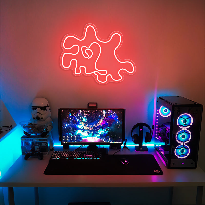 Neon Squiggle Light Sign For Man Cave