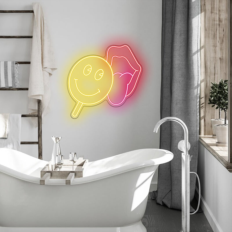 Lippen Lollipop Kunstwerk Neon Zeichen für Home Decor