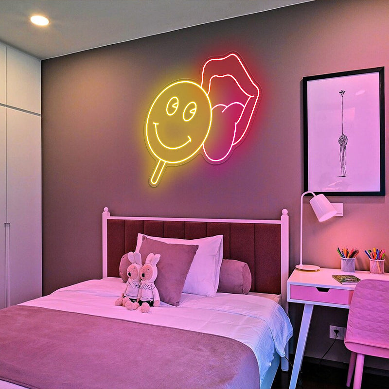 Lips Lollipop Artwork Neon Sign For Home Decor