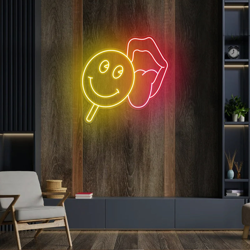 Lips Lollipop Artwork Neon Sign For Home Decor