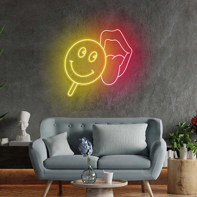 Lips Lollipop Artwork Neon Sign For Home Decor