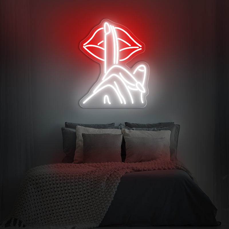 Lips Shhh Neon Sign Wall Art