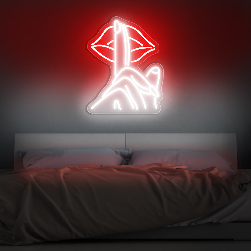 Lips Shhh Neon Sign Wall Art