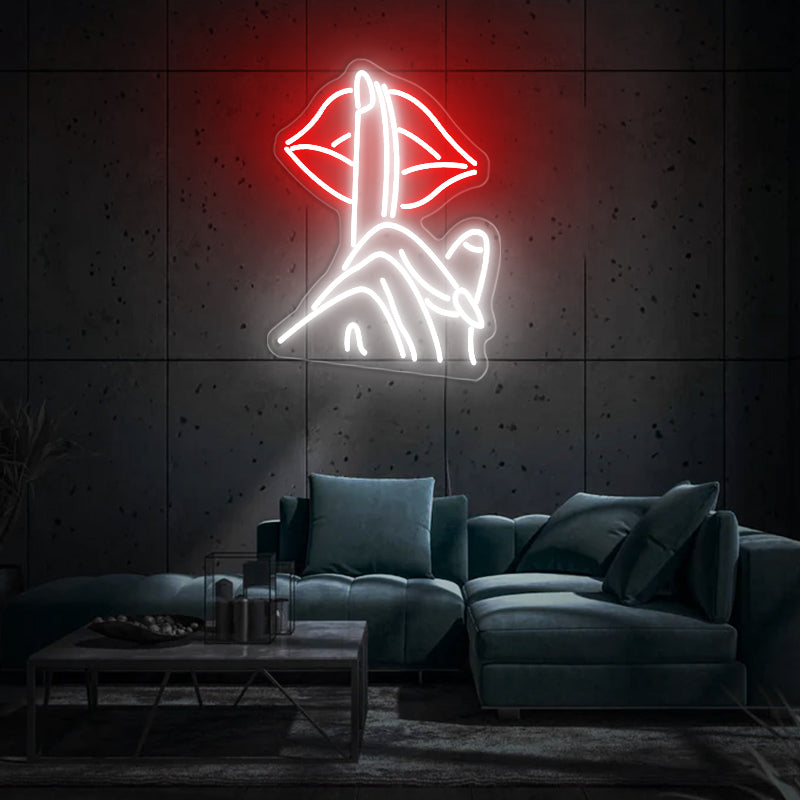 Lips Shhh Neon Sign Wall Art