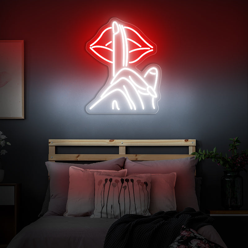 Lips Shhh Neon Sign Wall Art