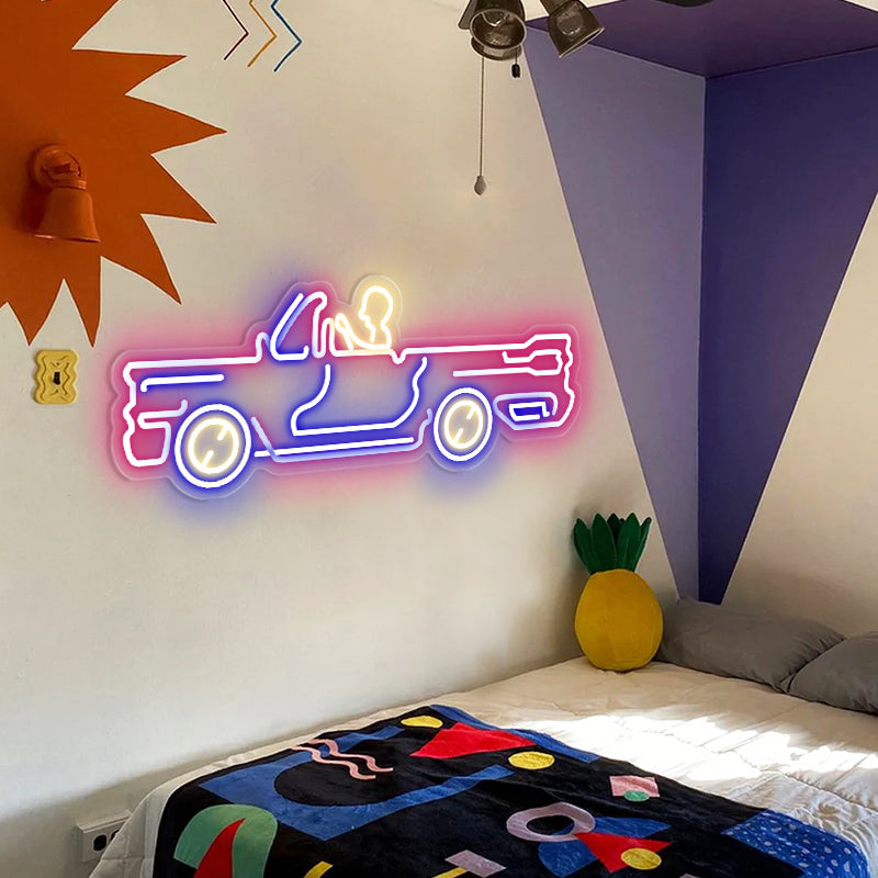 Men Driving Car Neon Sign For Garage