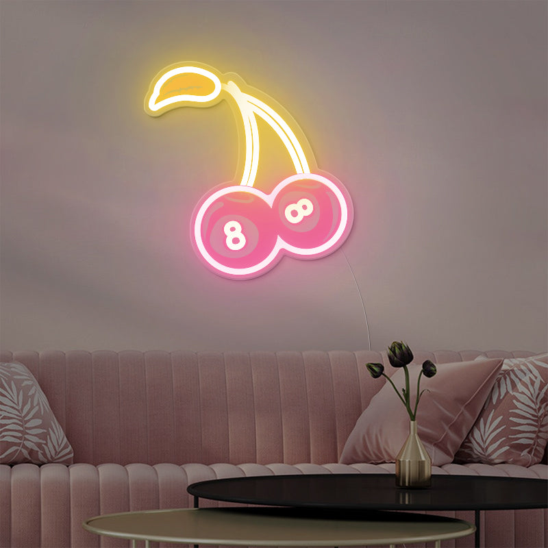 8 Ball Cherry Neon Sign For Dorm Room