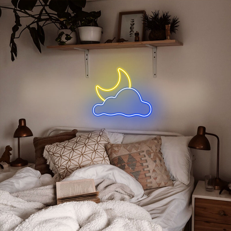 Moon Cloud Neon Sign For Babe Cave