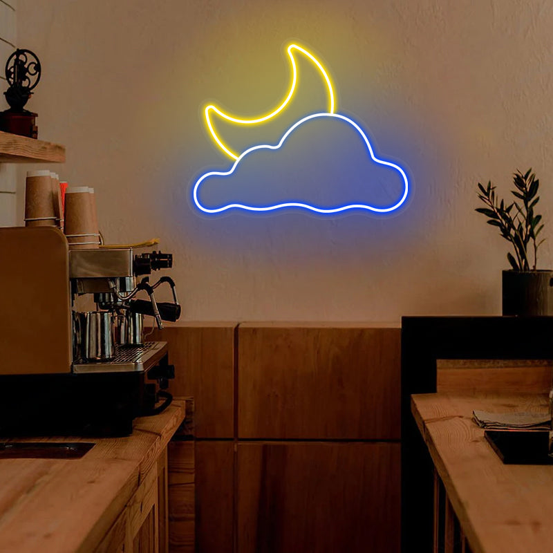 Enseigne au néon Moon Cloud pour Babe Cave