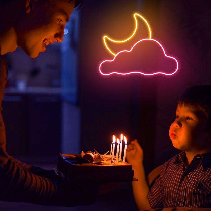 Moon Cloud Neon Sign For Babe Cave