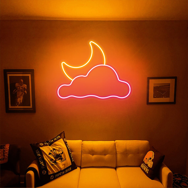 Enseigne au néon Moon Cloud pour Babe Cave