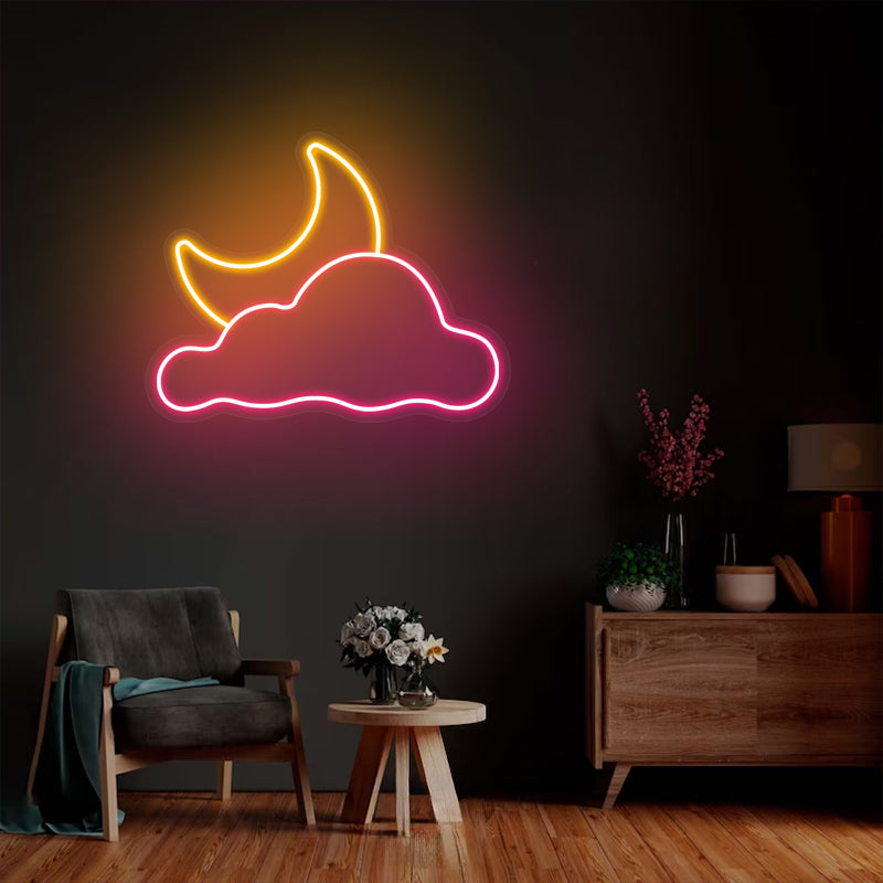 Enseigne au néon Moon Cloud pour Babe Cave