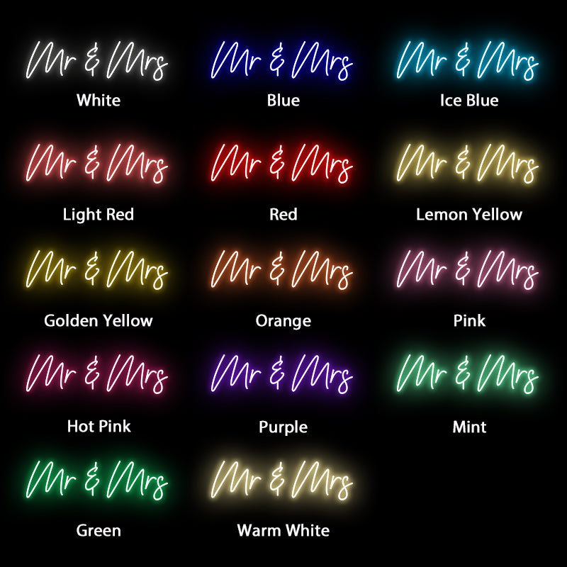 Neonschild „Mr. &amp; Mrs.“