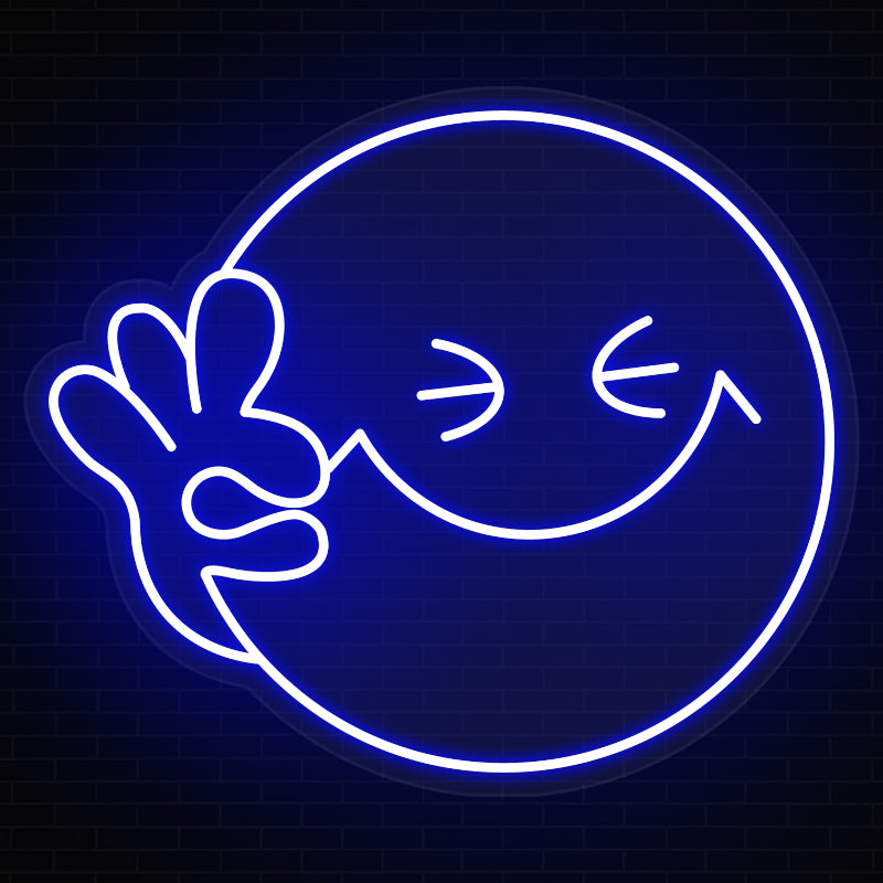 OK Gesture Smile Face Neon Sign