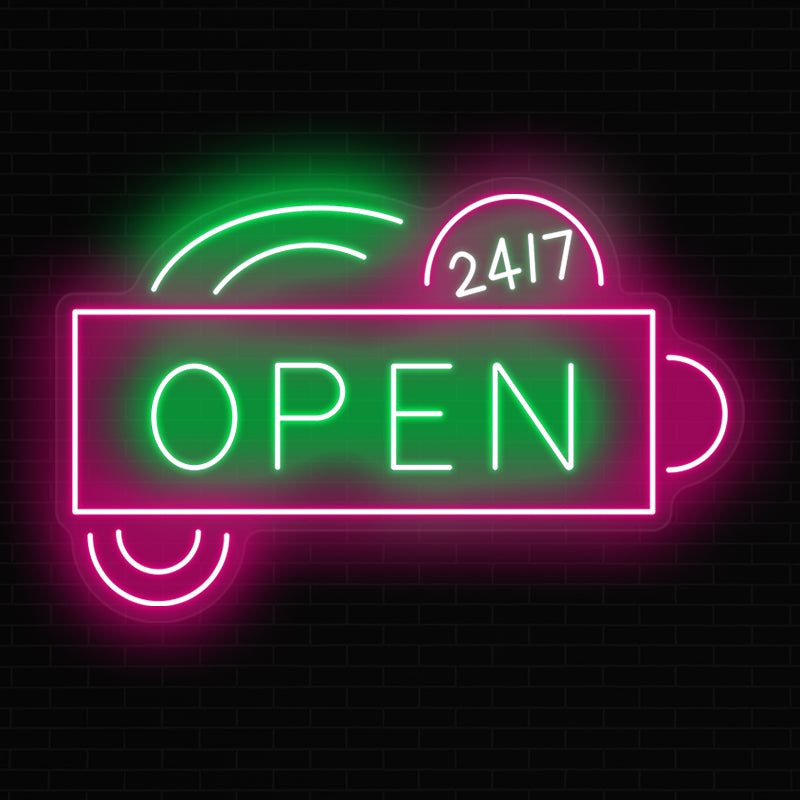 Open 24/7 Neon Open Signs For Stores