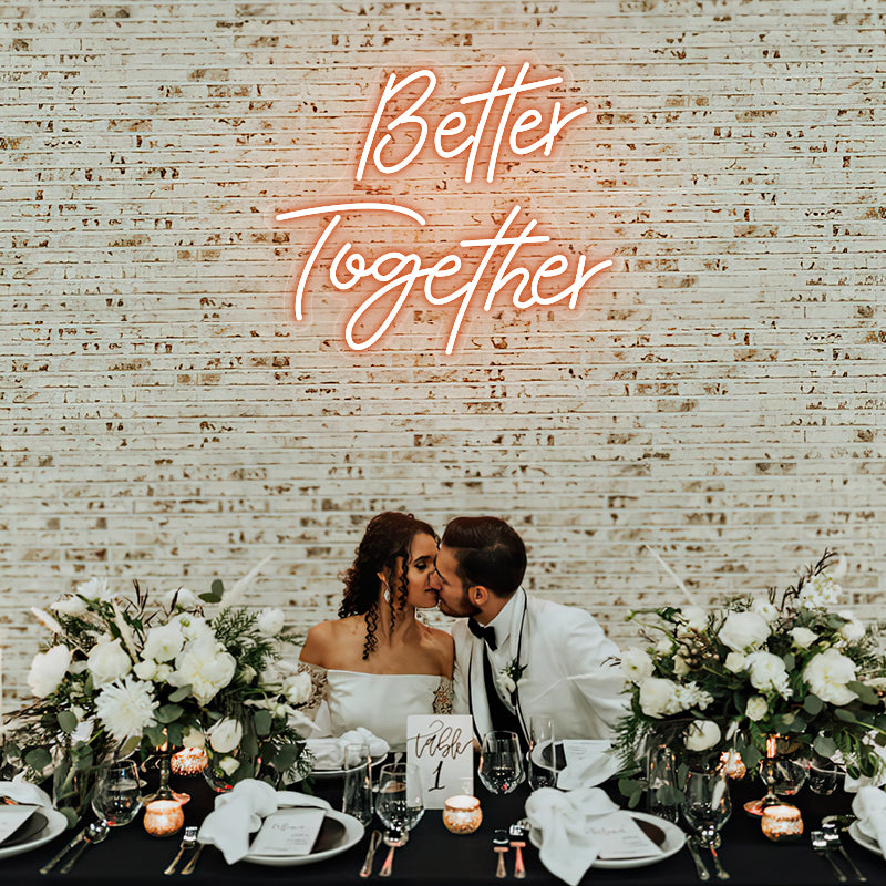 Panneau néon Better Together pour mariage