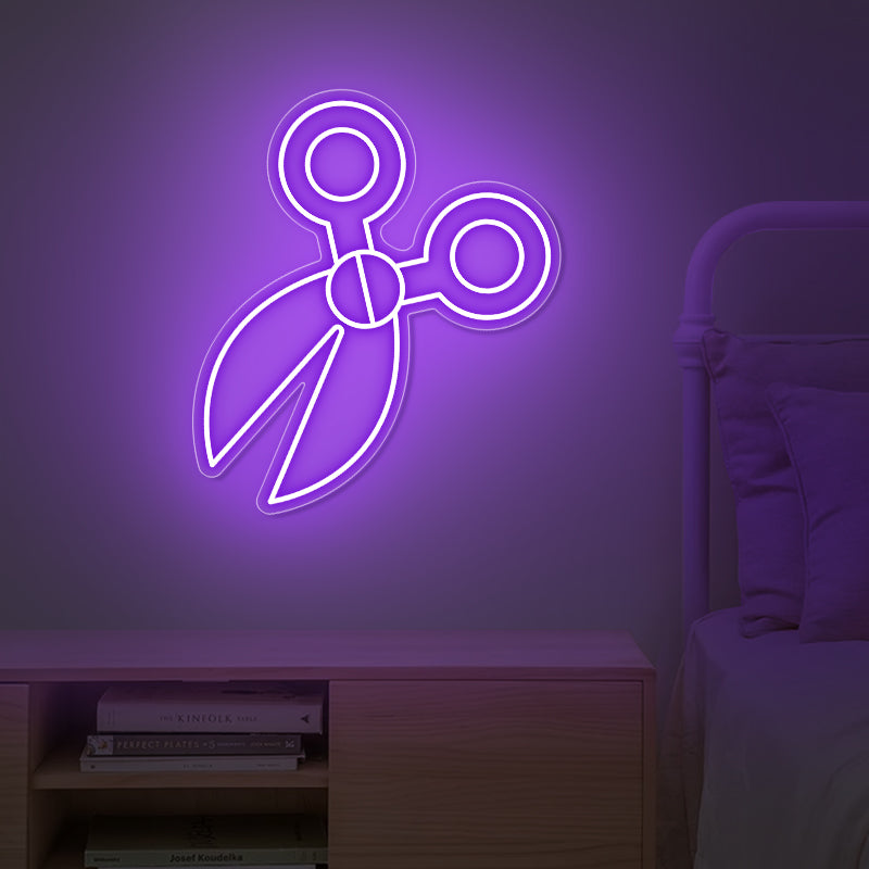 Purple LED Scissors Neon Sign