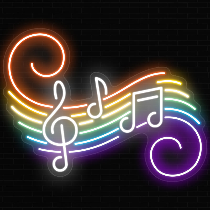 Rainbow Music Note Neon Sign