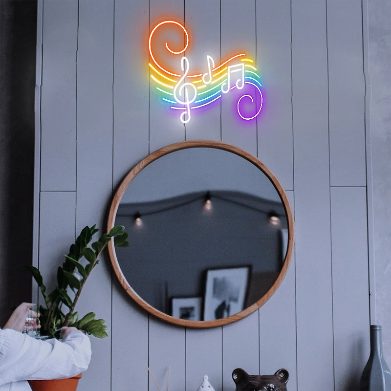 Rainbow Music Note Neon Sign