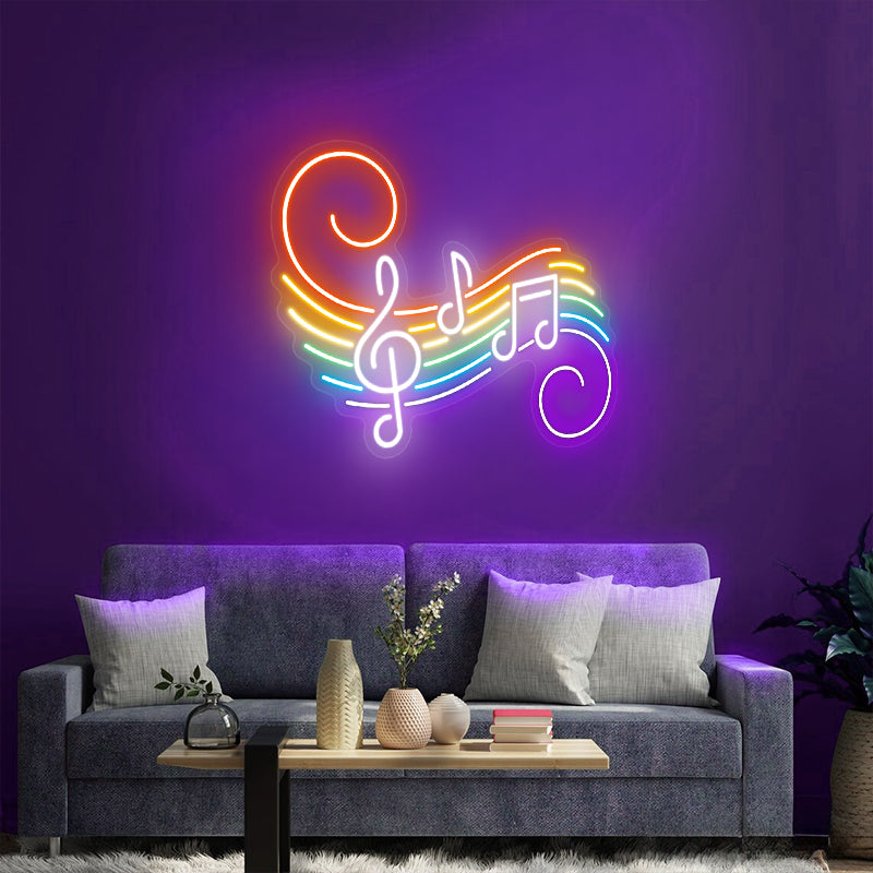 Rainbow Music Note Neon Sign