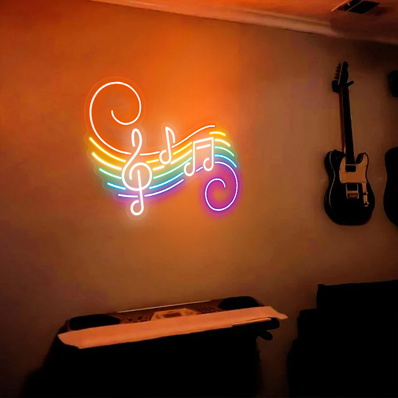 Rainbow Music Note Neon Sign