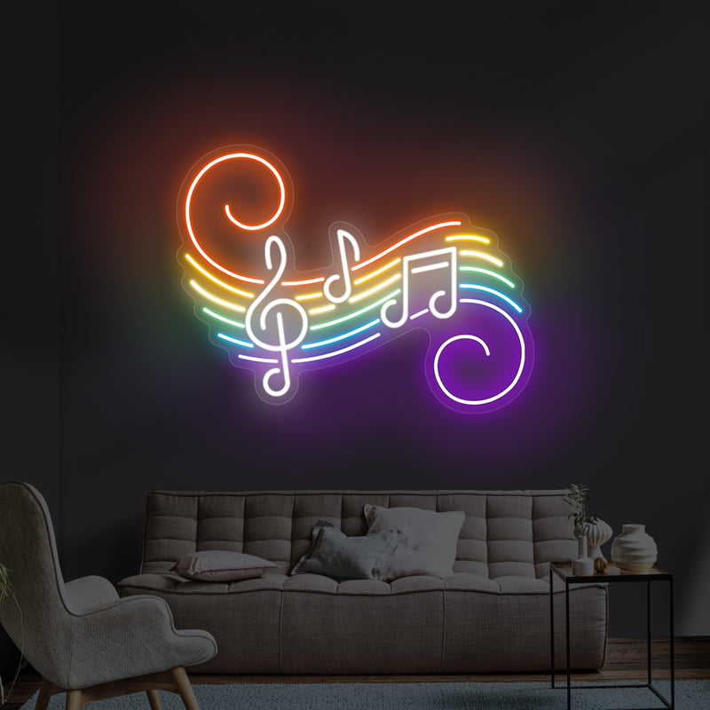 Rainbow Music Note Neon Sign