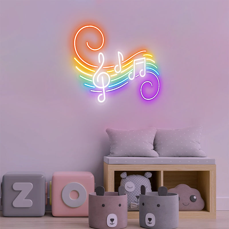 Rainbow Music Note Neon Sign