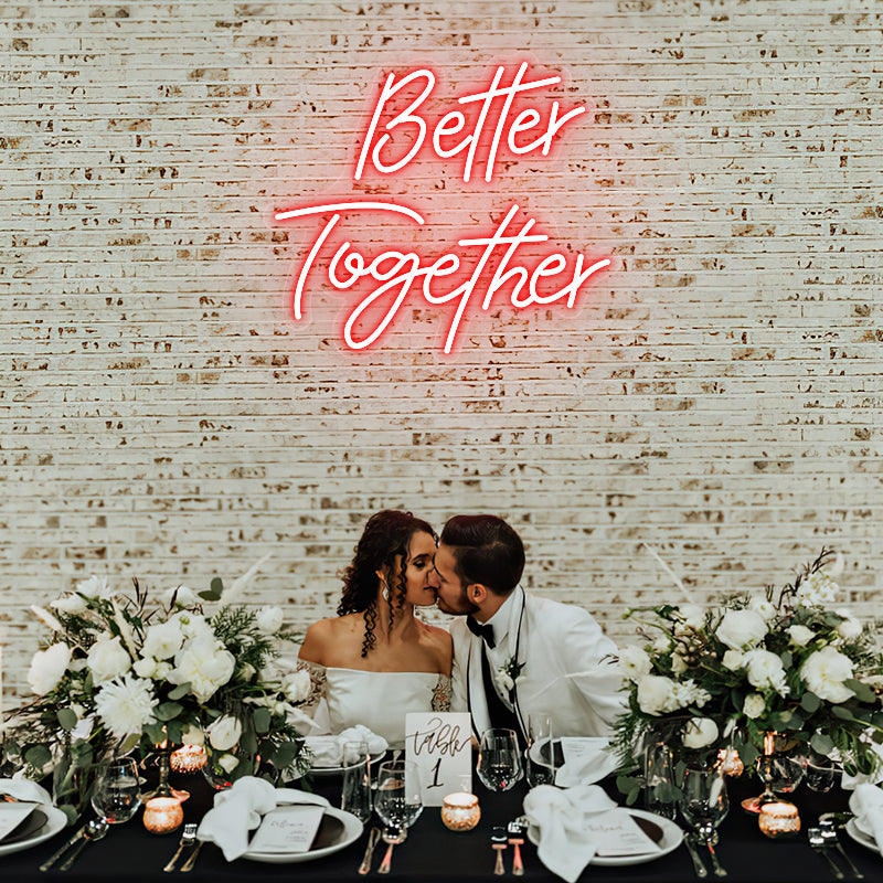 Panneau néon Better Together pour mariage