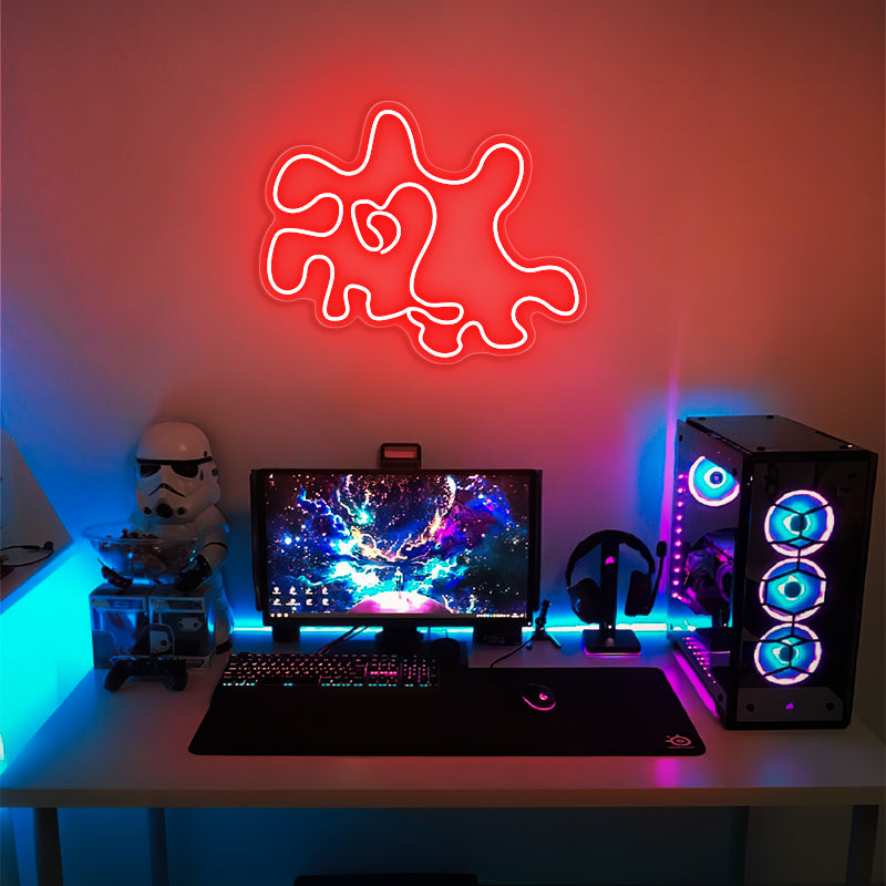 Neon Squiggle Light Sign For Man Cave