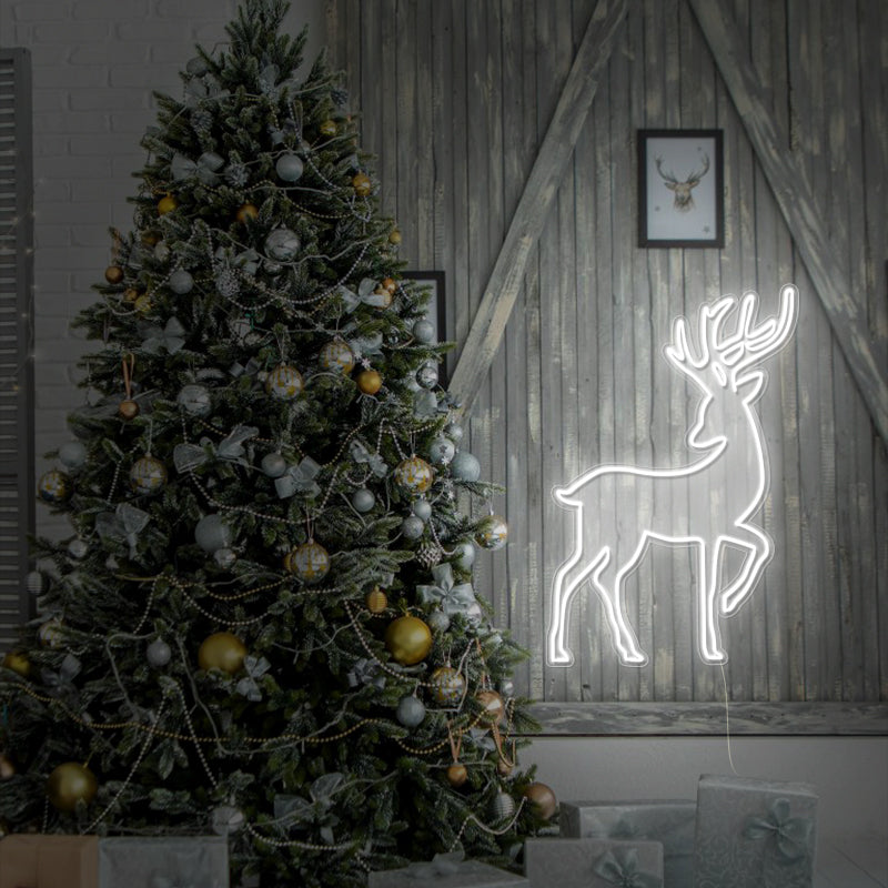 Panneau néon de Noël en forme de renne pour la décoration intérieure