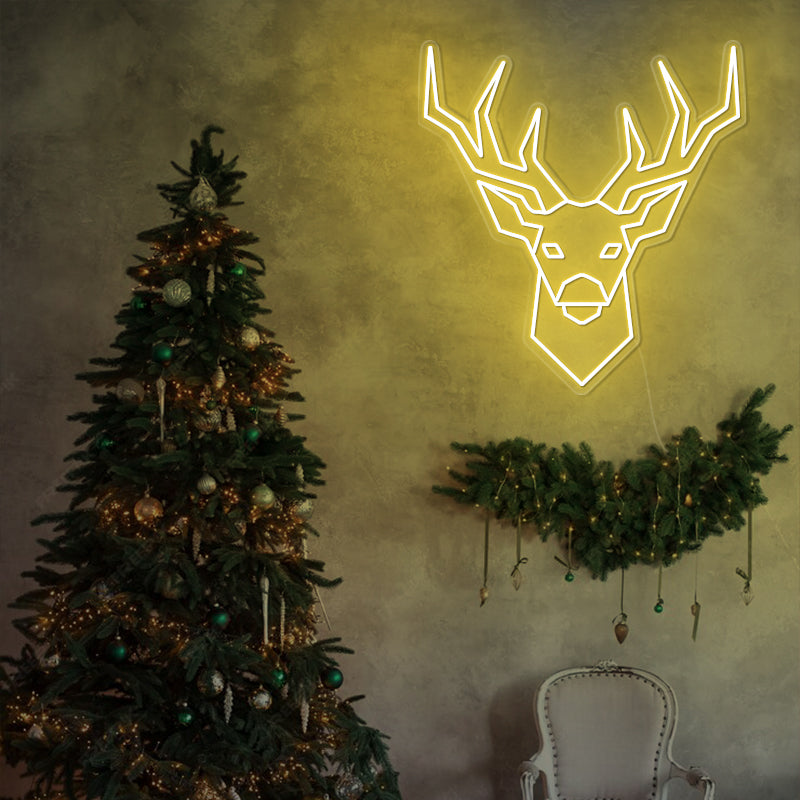 Reindeer Head Christmas Neon Sign