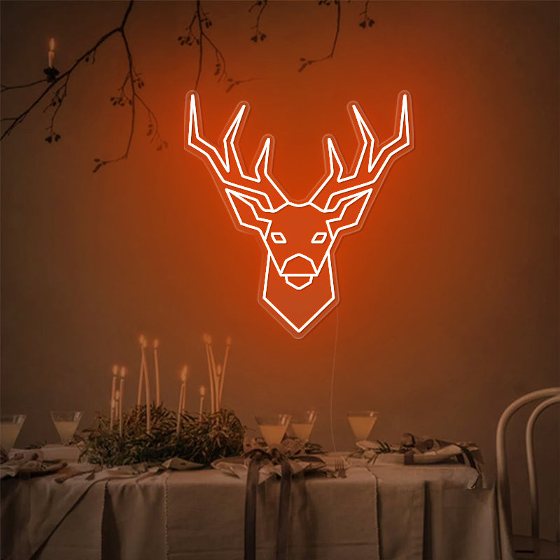 Reindeer Head Christmas Neon Sign