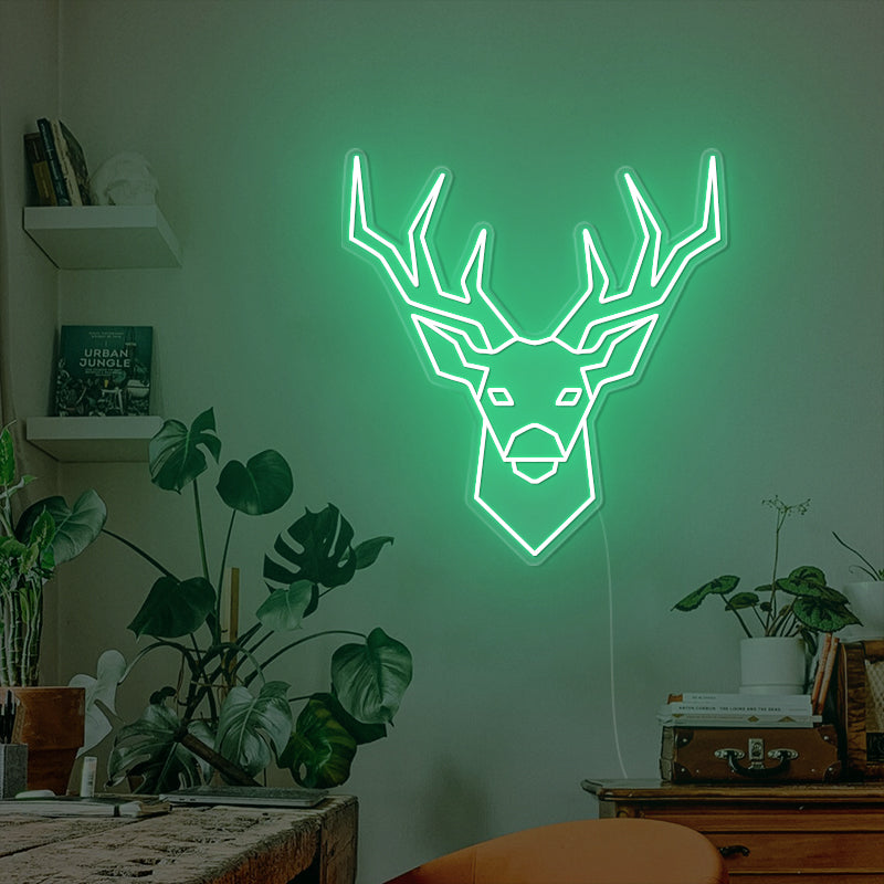 Reindeer Head Christmas Neon Sign