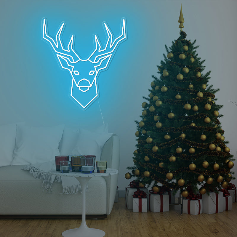 Reindeer Head Christmas Neon Sign