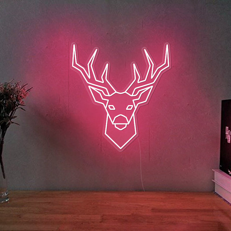 Reindeer Head Christmas Neon Sign