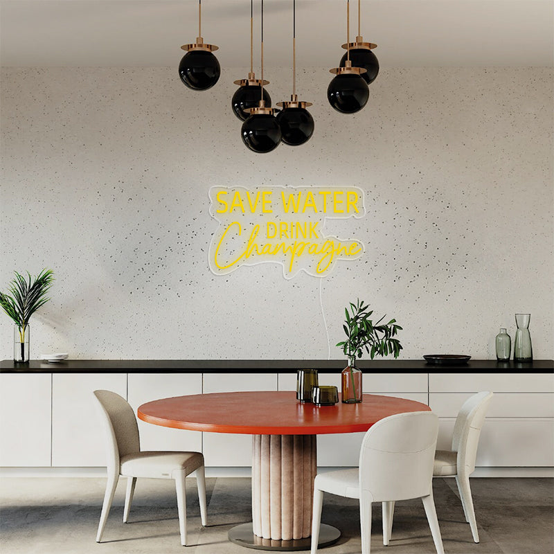 Save Water Drink Champagne Neon Sign