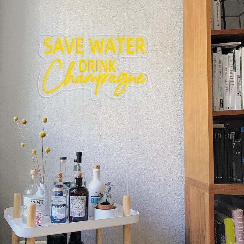 Save Water Drink Champagne Neon Sign