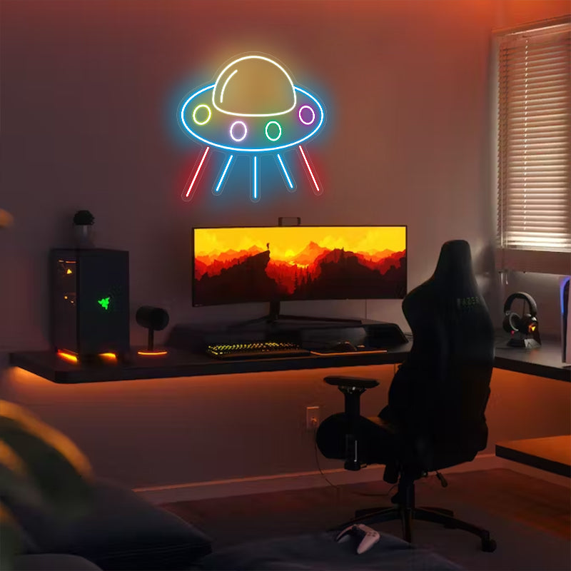 Spaceship Neon Sign For Bedroom