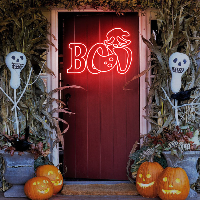 Spooky Boo With Skull Neon Sign For Halloween