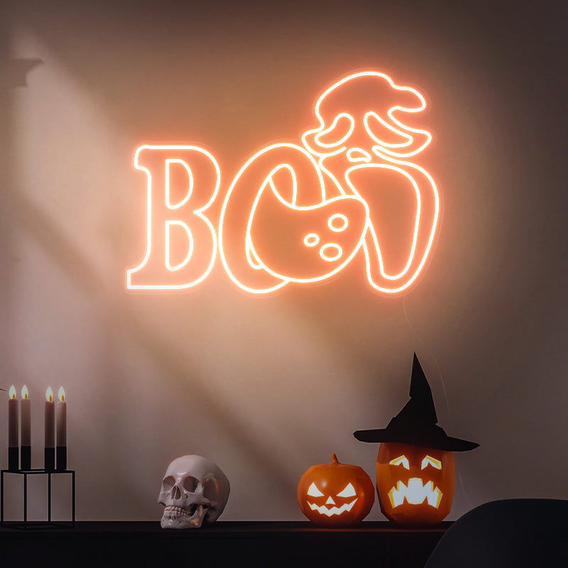 Spooky Boo With Skull Neon Sign For Halloween