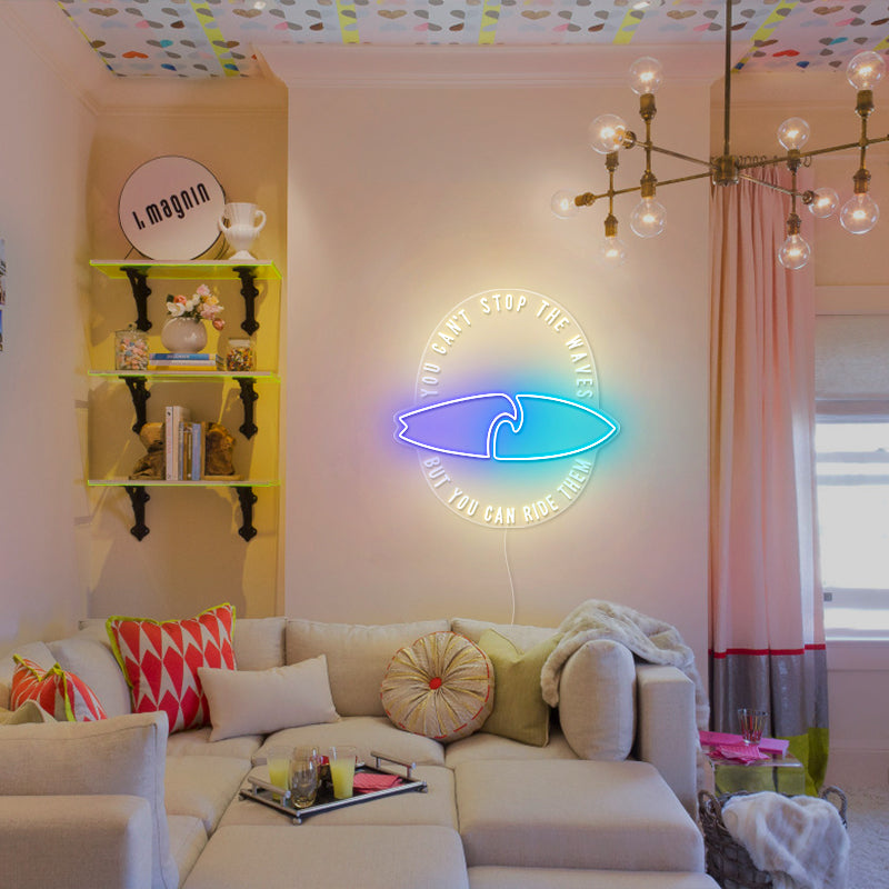 Surfboard Inspirational Quotes Neon Light For Living Room